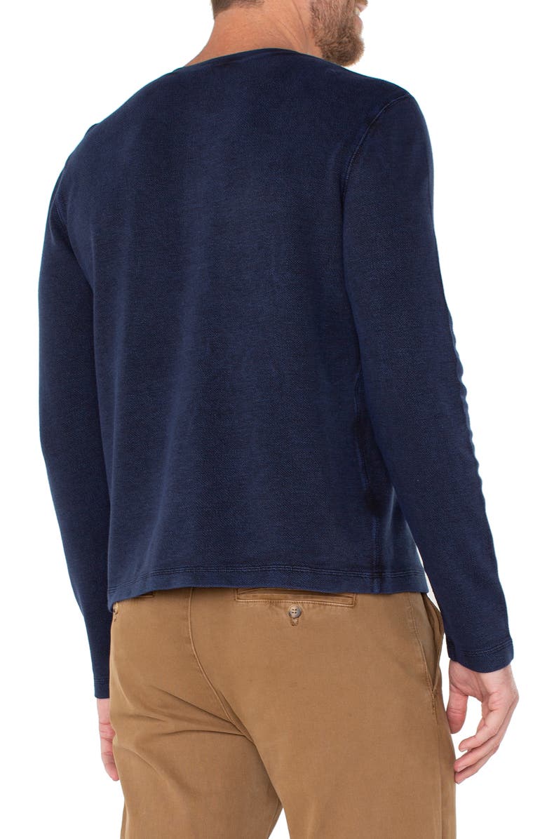Liverpool Los Angeles Faded Cotton Henley, Alternate, color, Midnight Blue/ Black