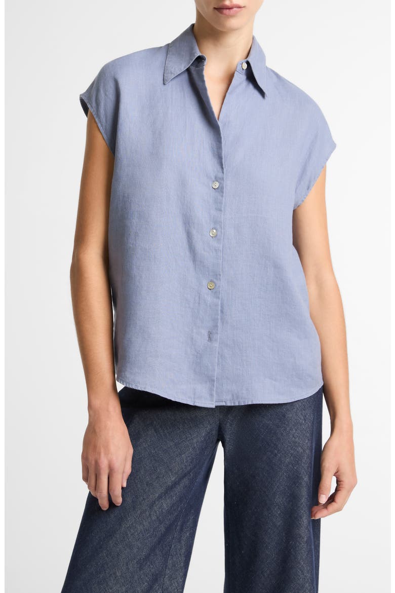 Dolman Sleeve Linen Shirt, Main, color, AZUL