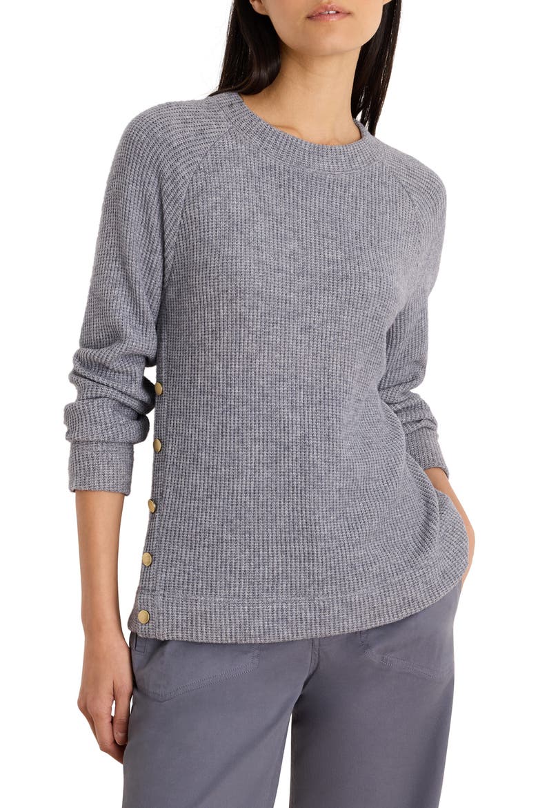 Side Button Waffle Sweater, Main, color, SLATE