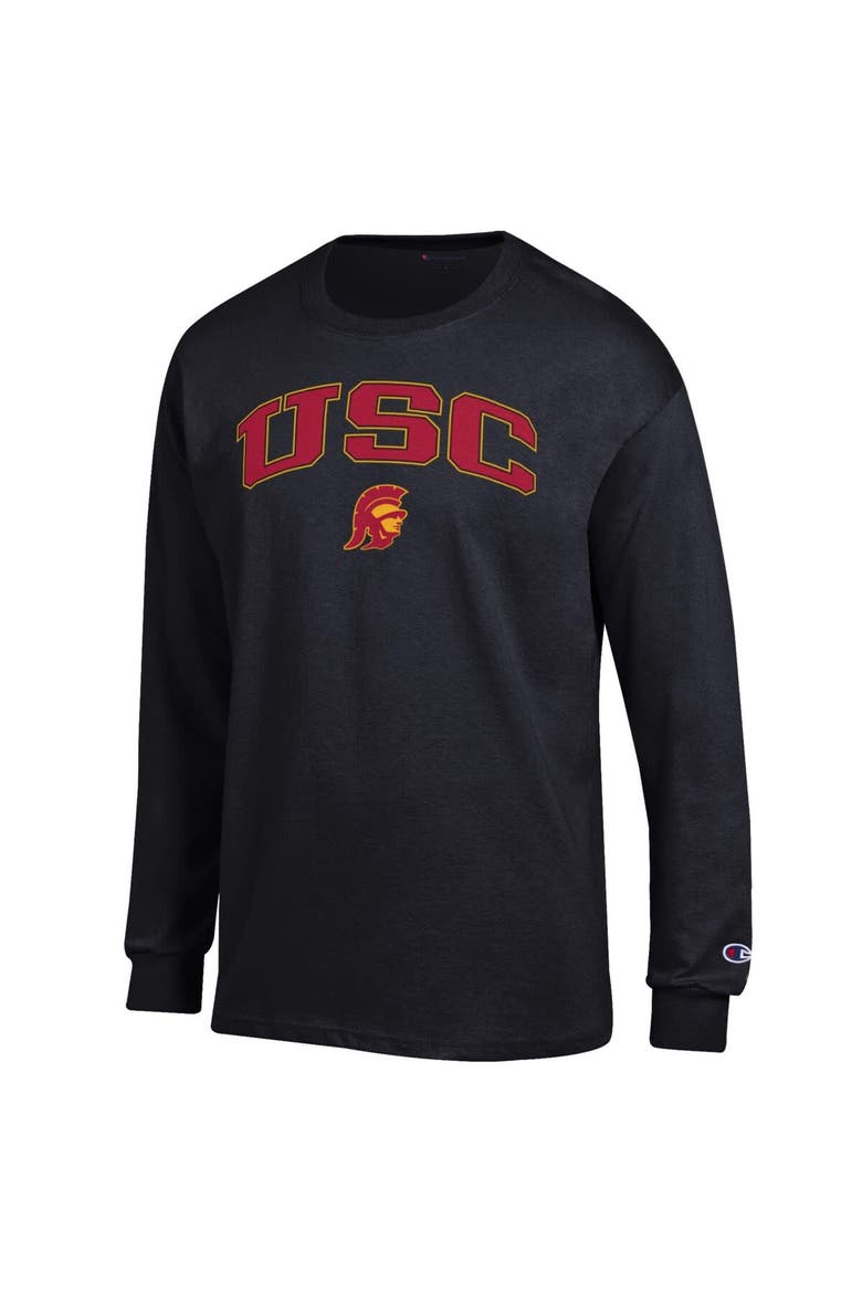 Men's Champion  Black USC Trojans Arch Over Logo Long Sleeve T-Shirt, Alternate, color, Black