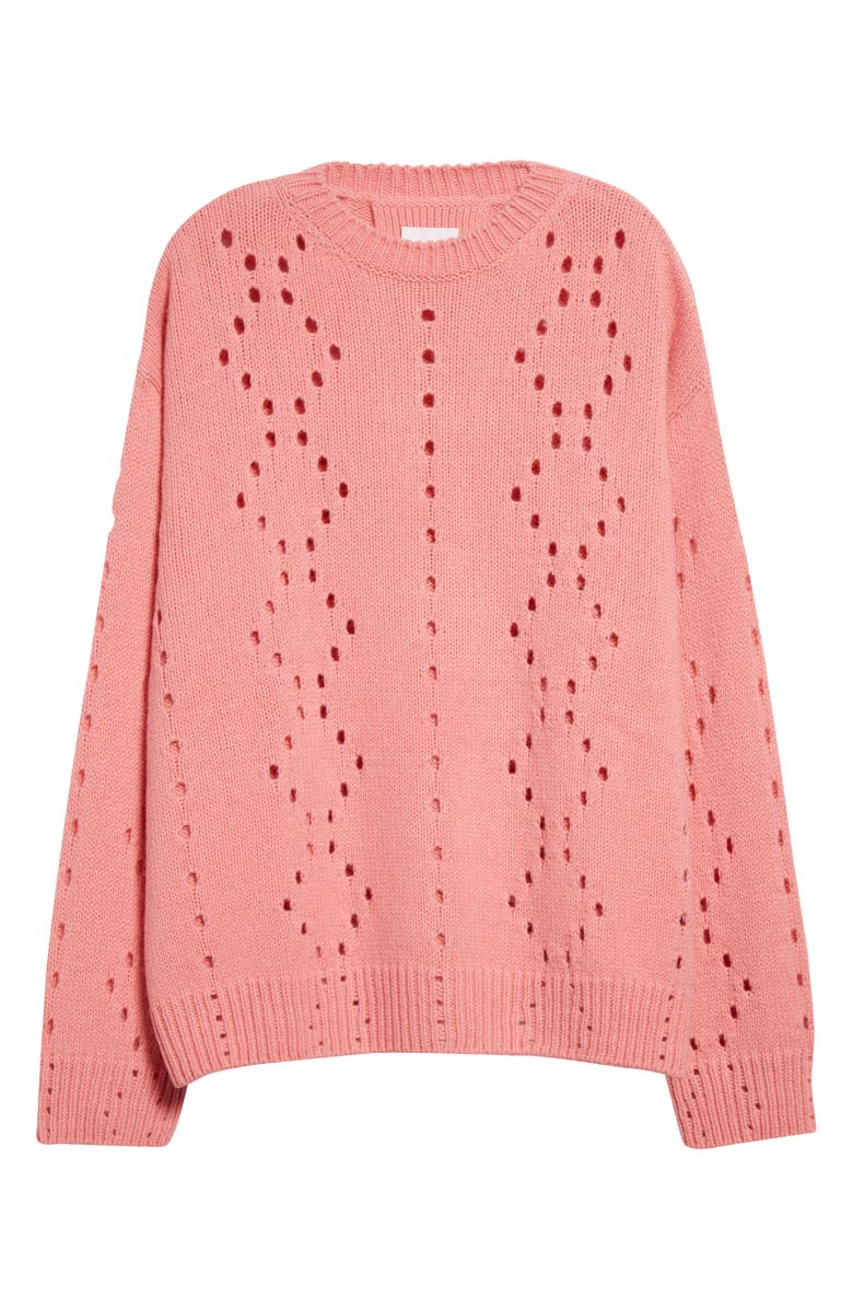 Givenchy Oversize Pointelle Stitch Crewneck Sweater, Alternate, color, 