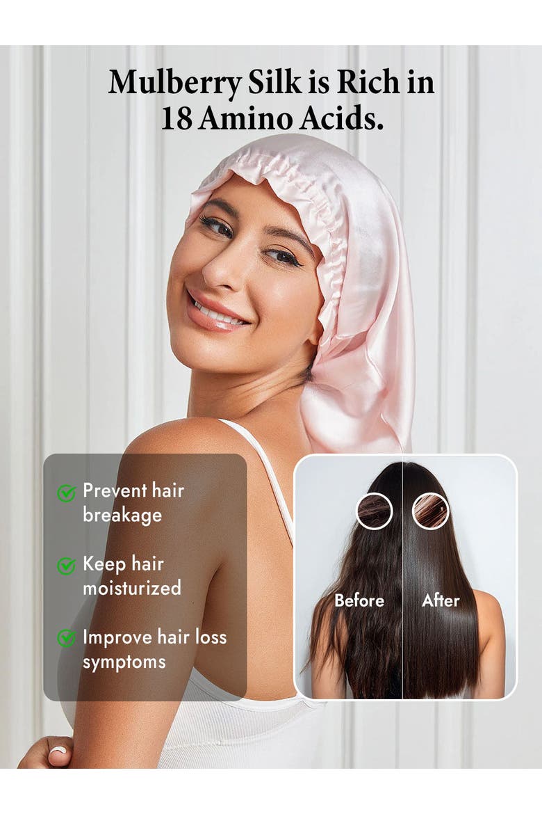 Elegant Long Pure Silk Bonnet, Alternate, color, Pink
