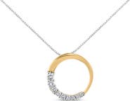 Haus of Brilliance 14K Gold 1/4 Cttw Graduating Diamond Open Circle Hoop 18" Pendant Necklace