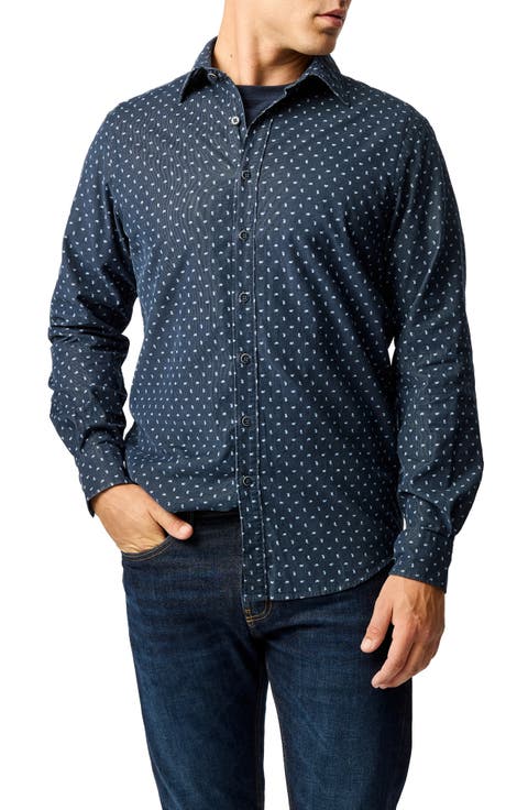 Harrington Neat Paisley Cotton Corduroy Button-Up Shirt
