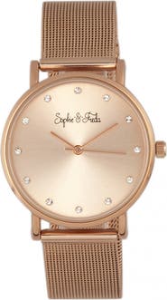 Sophie and Freda Sophie & Freda Savannah Mesh Bracelet Watch w/Swarovski Crystals