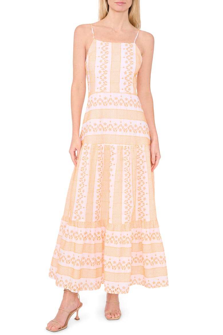 Eyelet & Embroidery Maxi Dress, Main, color, ULTRA WHITE