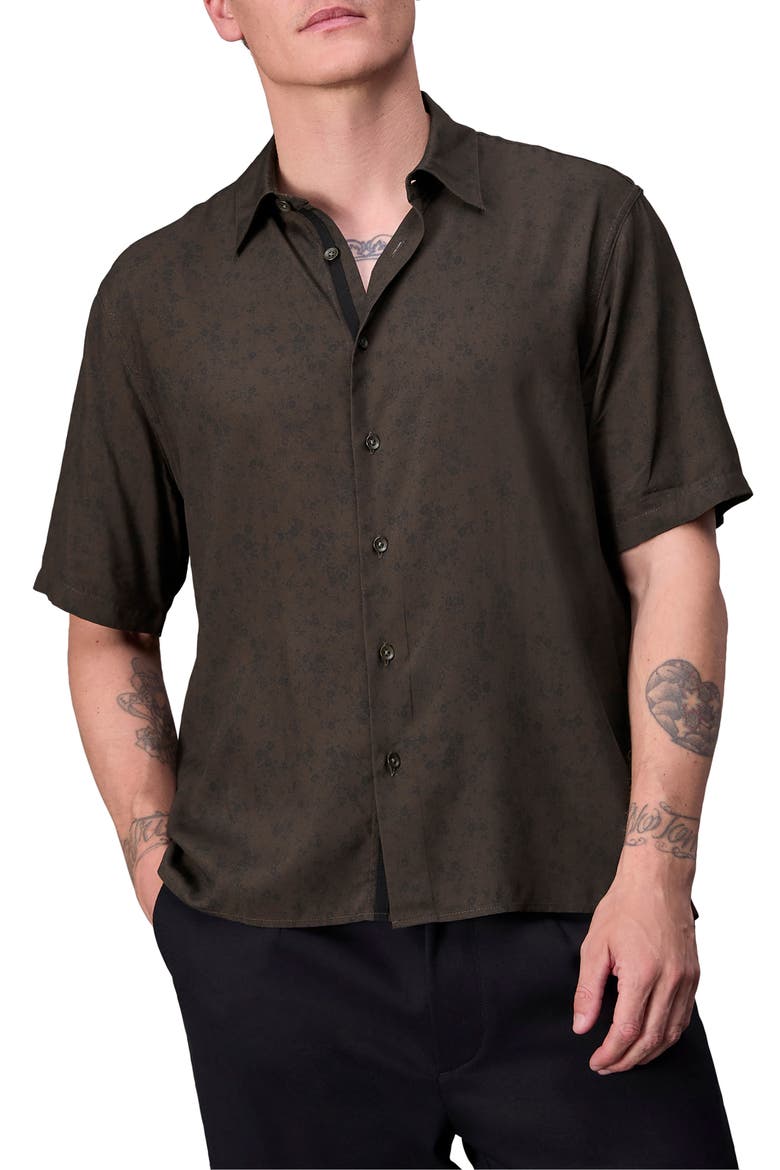 Dalton Floral Short Sleeve Button-Up Shirt, Main, color, BROWN FLORAL