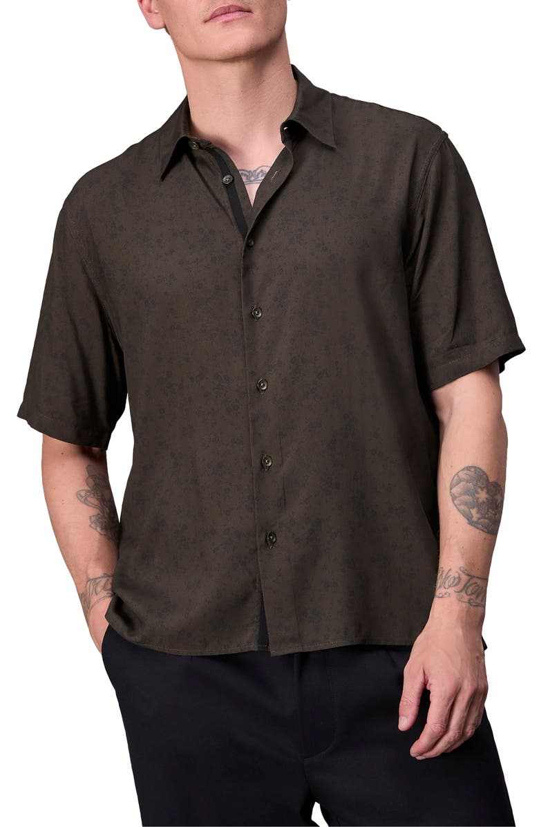 rag & bone Dalton Floral Short Sleeve Button-Up Shirt, Main, color, Brown Floral