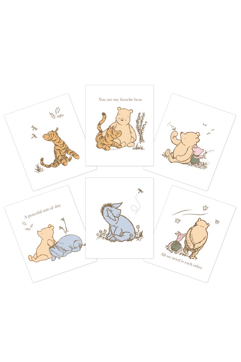 Disney Baby Classic Pooh Unframed Nursery/Child Wall Art, Main, color, White