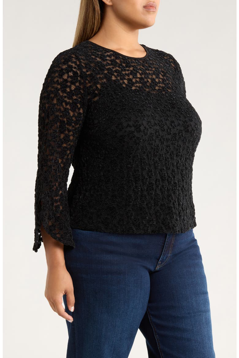 Ruffle Sleeve Lace Top, Alternate, color, RICH BLACK