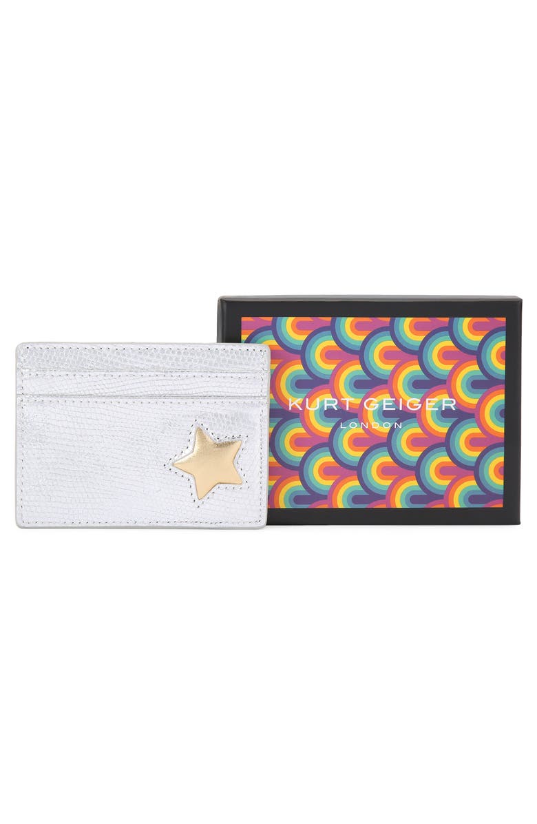 Kurt Geiger London Star Metallic Leather Card Holder, Alternate, color, 