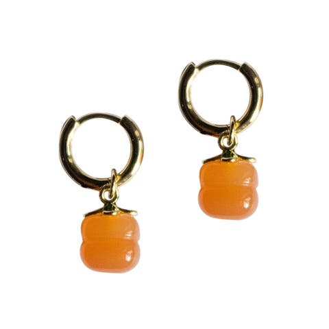 Harvest Persimmon Jade stone charm earrings