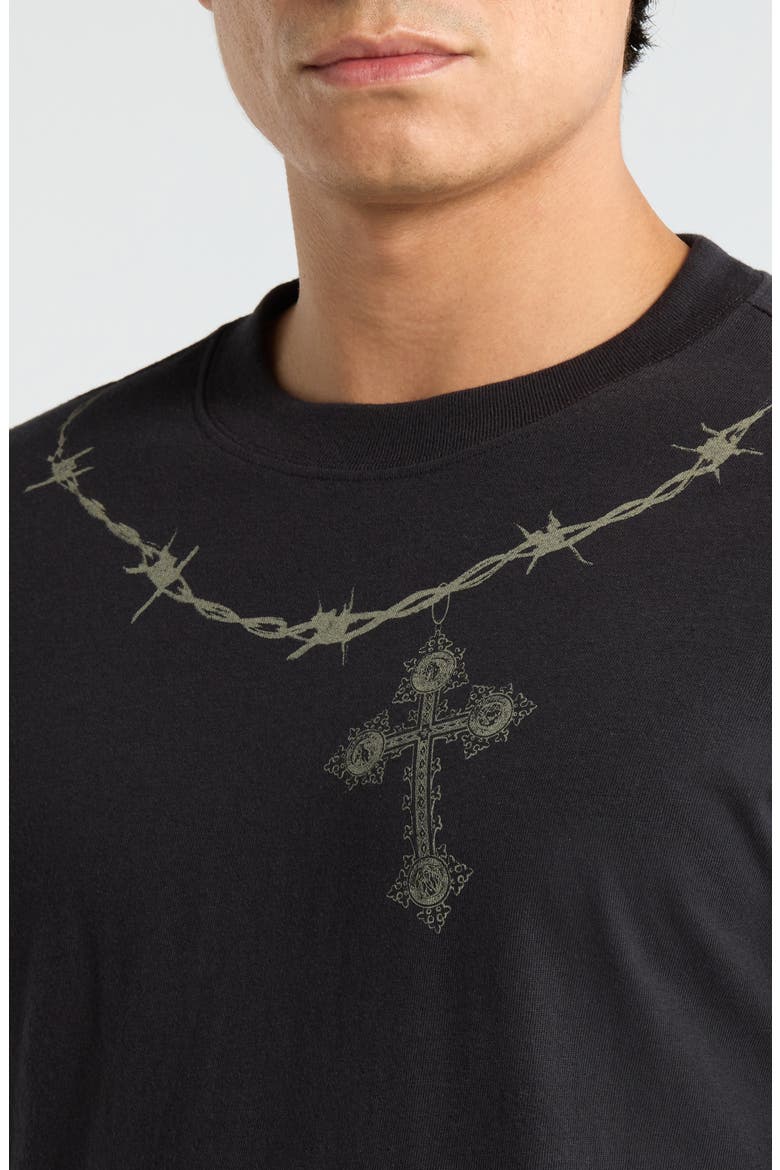 Barbed Cross Cotton Graphic T-Shirt, Alternate, color, BLACK