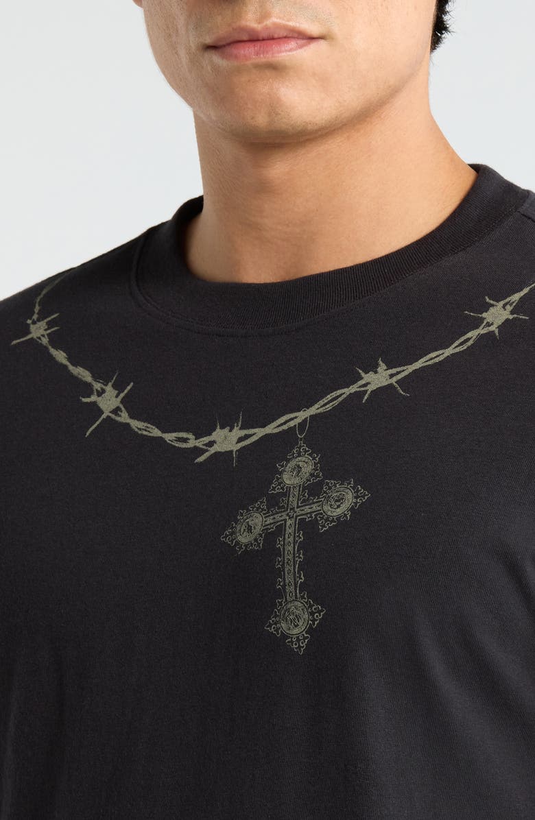 PacSun Barbed Cross Cotton Graphic T-Shirt, Alternate, color, Black