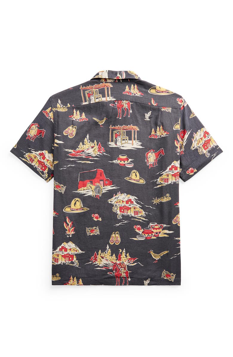 Double RL RRL Print Short Sleeve Camp Shirt, Alternate, color, 