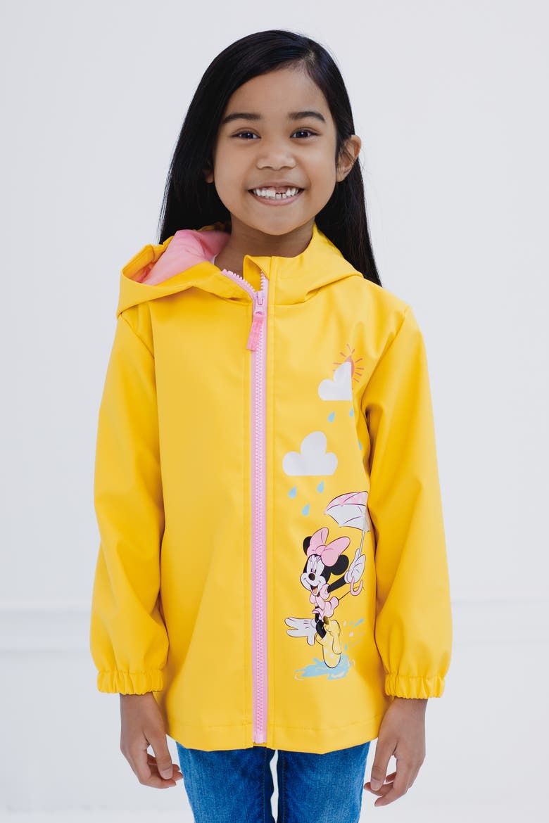 Minnie Mouse Girls' Hooded Zip-up Rain Jacket, Alternate, color, Minnie Rain Yellow