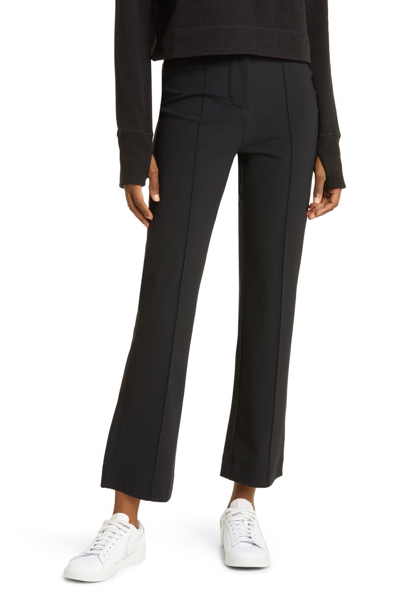 Arctic Explorer Pintuck Crop Flare Pants, Main, color, BLACK