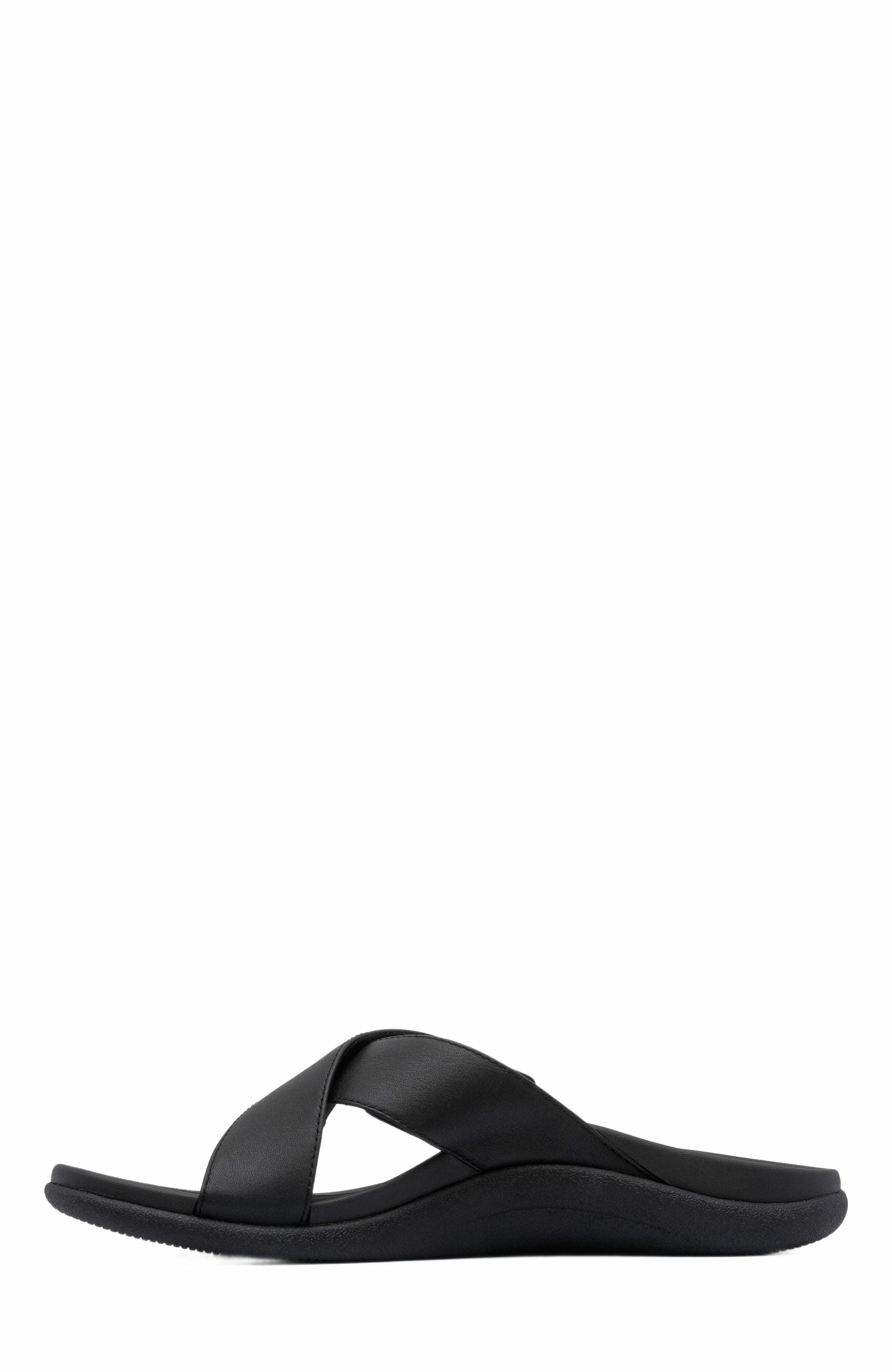 ABEO Laguna Slide, Alternate, color, Black Leather - Regular