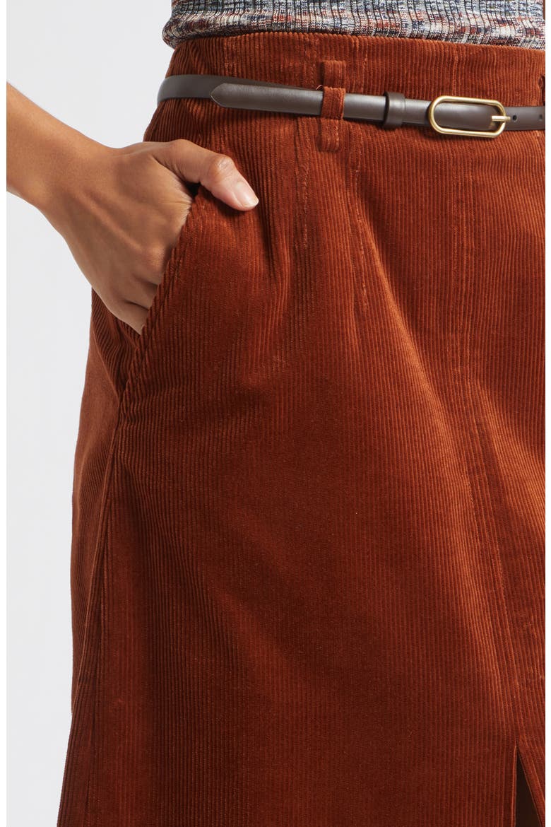 Alexie Corduroy Midi Skirt, Alternate, color, RUST