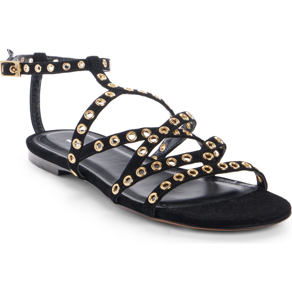 Isabel Marant Lipa Grommet Strappy Sandal In Black