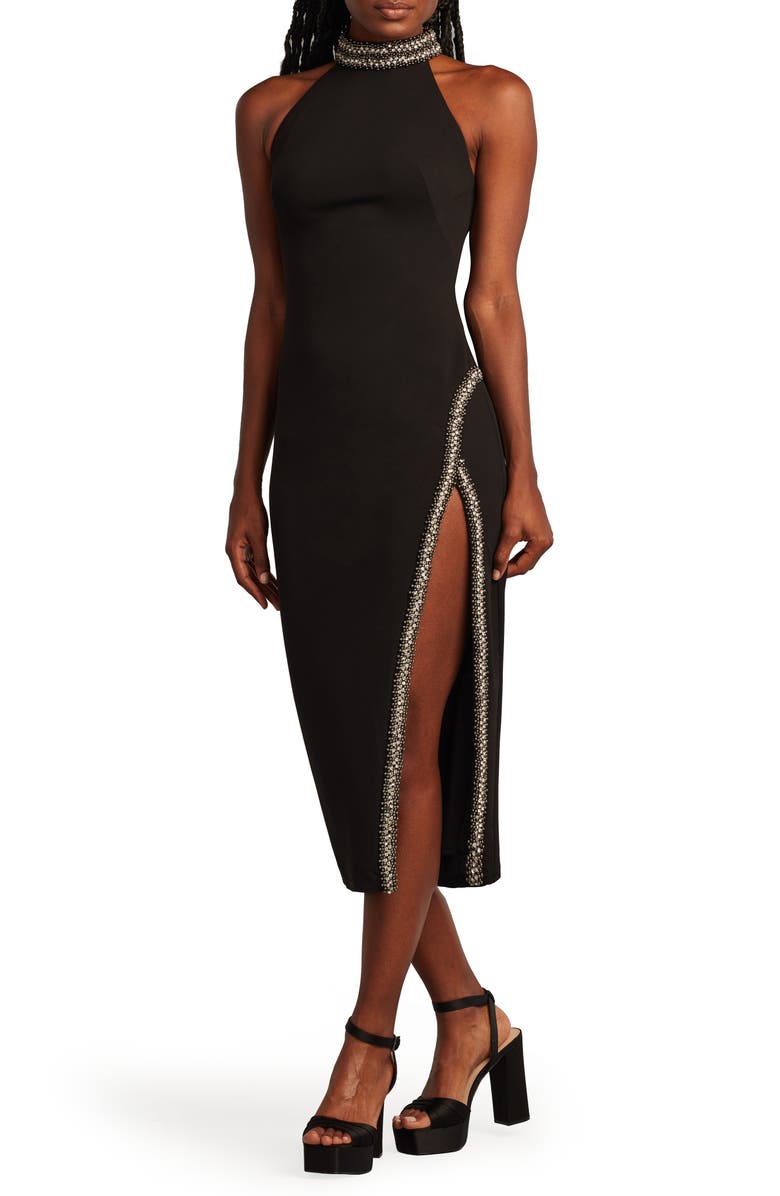 SHO by Tadashi Shoji Embellished Stretch Midi Dress, Alternate, color,