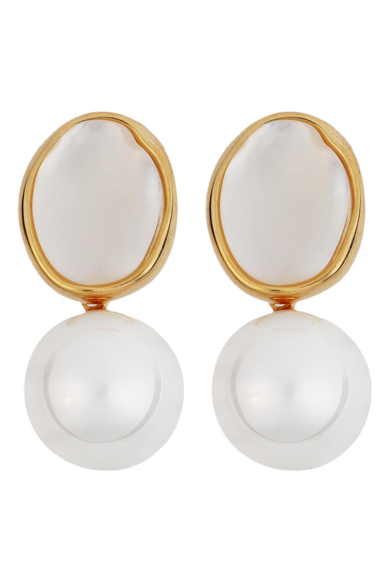 Faux Pearl & Freshwater Pearl Drop Earrings, Main, color, WHITE