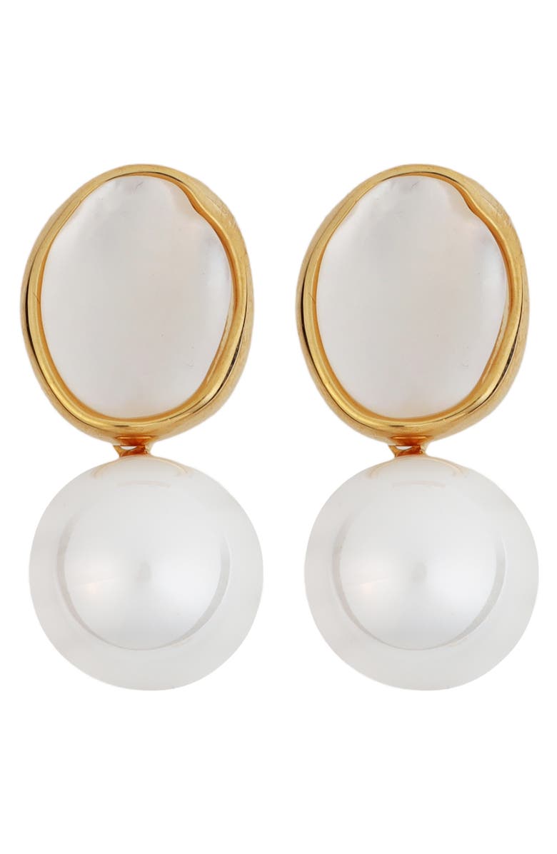 Panacea Faux Pearl & Freshwater Pearl Drop Earrings, Main, color, White