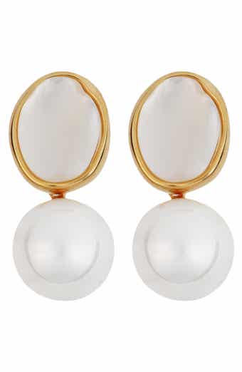 Faux Pearl & Freshwater Pearl Drop Earrings
