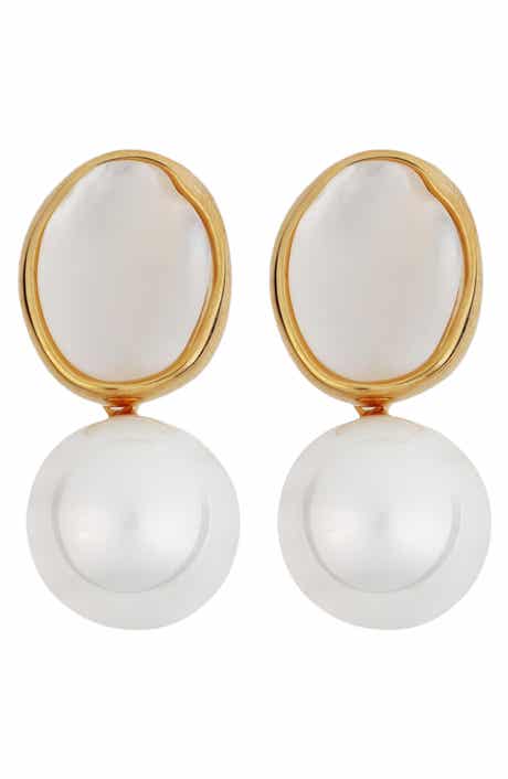 Faux Pearl & Freshwater Pearl Drop Earrings