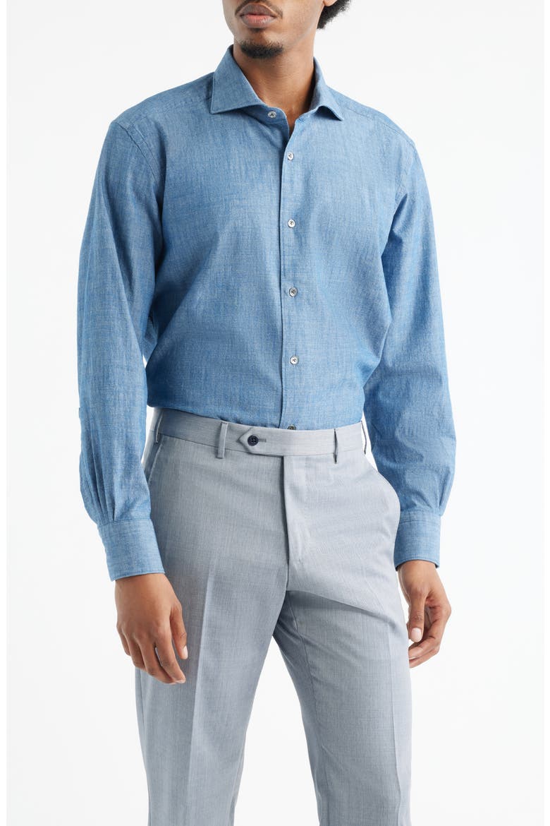 Bassano Chambray Button-Up Shirt, Main, color, MEDIUM BLUE