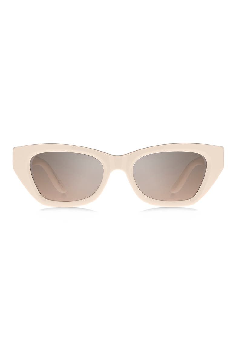 52mm Cat Eye Sunglasses, Main, color, IVORY / SILVER