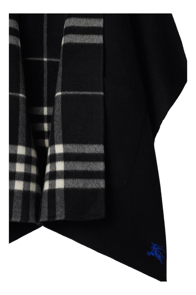 Reversible Check Cashmere Hooded Cape, Alternate, color, Black/calico beige