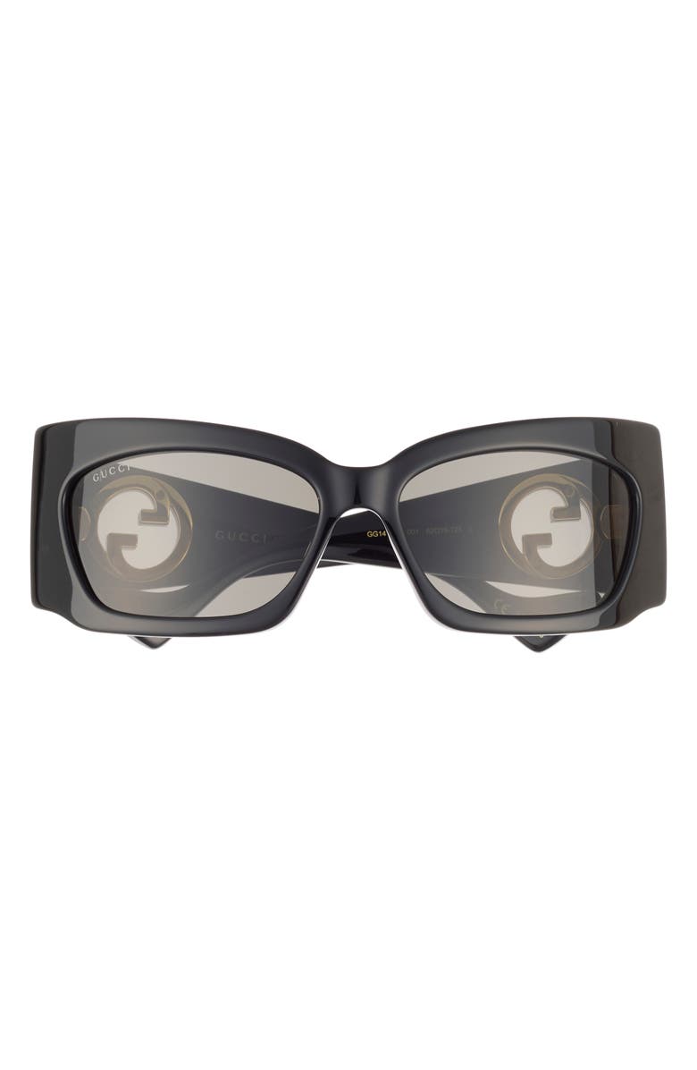 Gucci 62mm Rectangular Sunglasses, Main, color, Black Black Grey