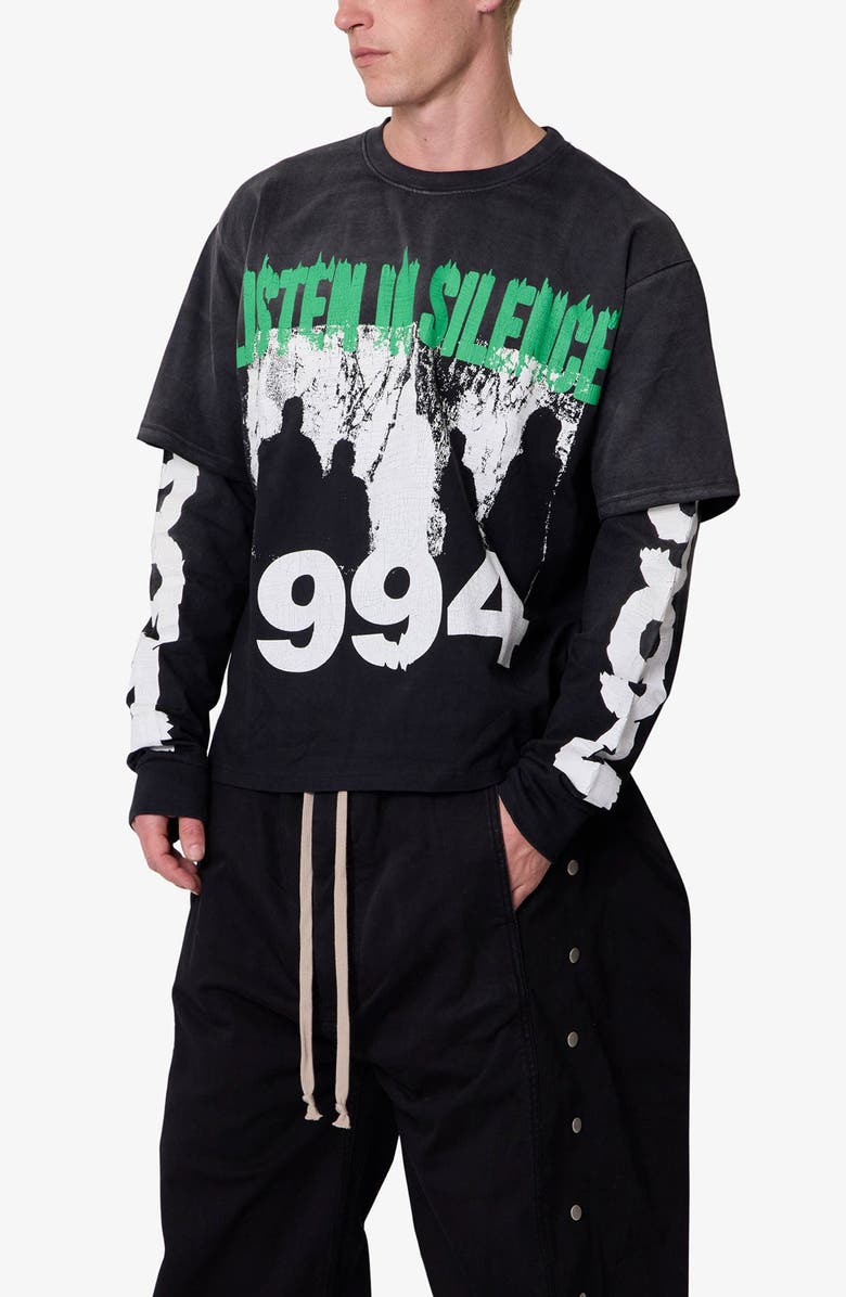 mnml Listen In Silence Layered Graphic T-Shirt, Alternate, color, 