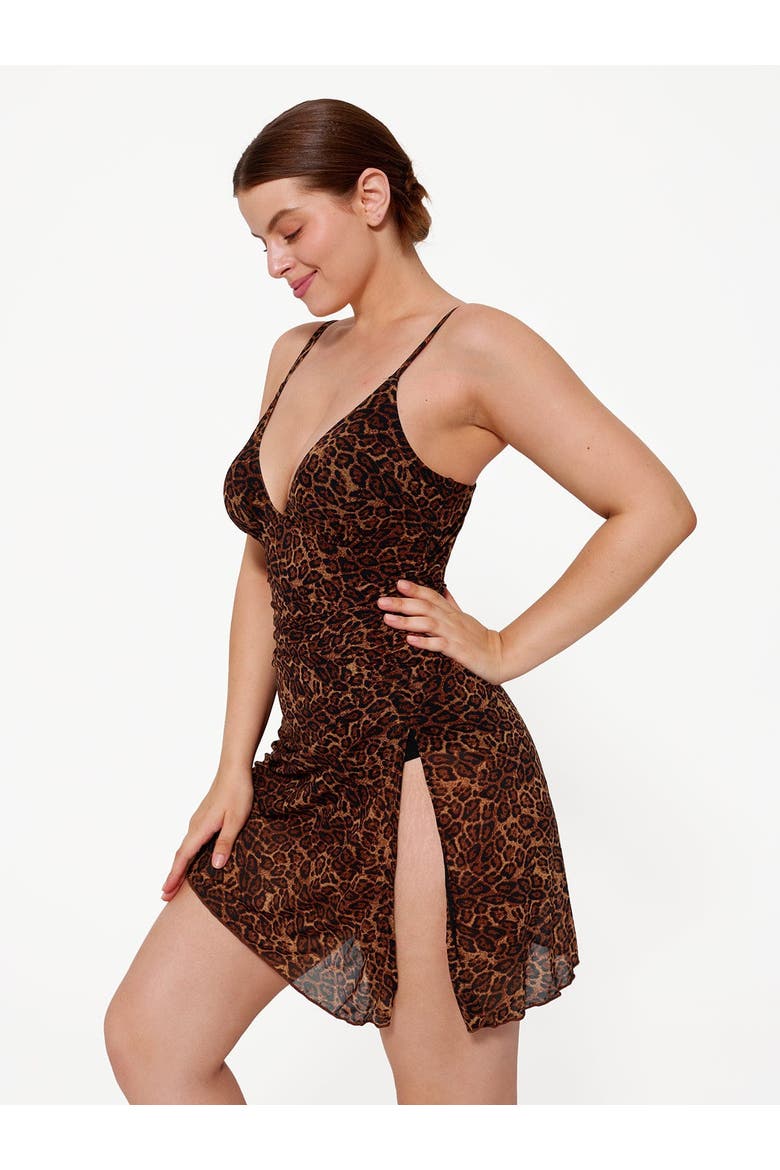 Shapewear Ruched Convertible One-Piece Swimsuit, Alternate, color, Leopard