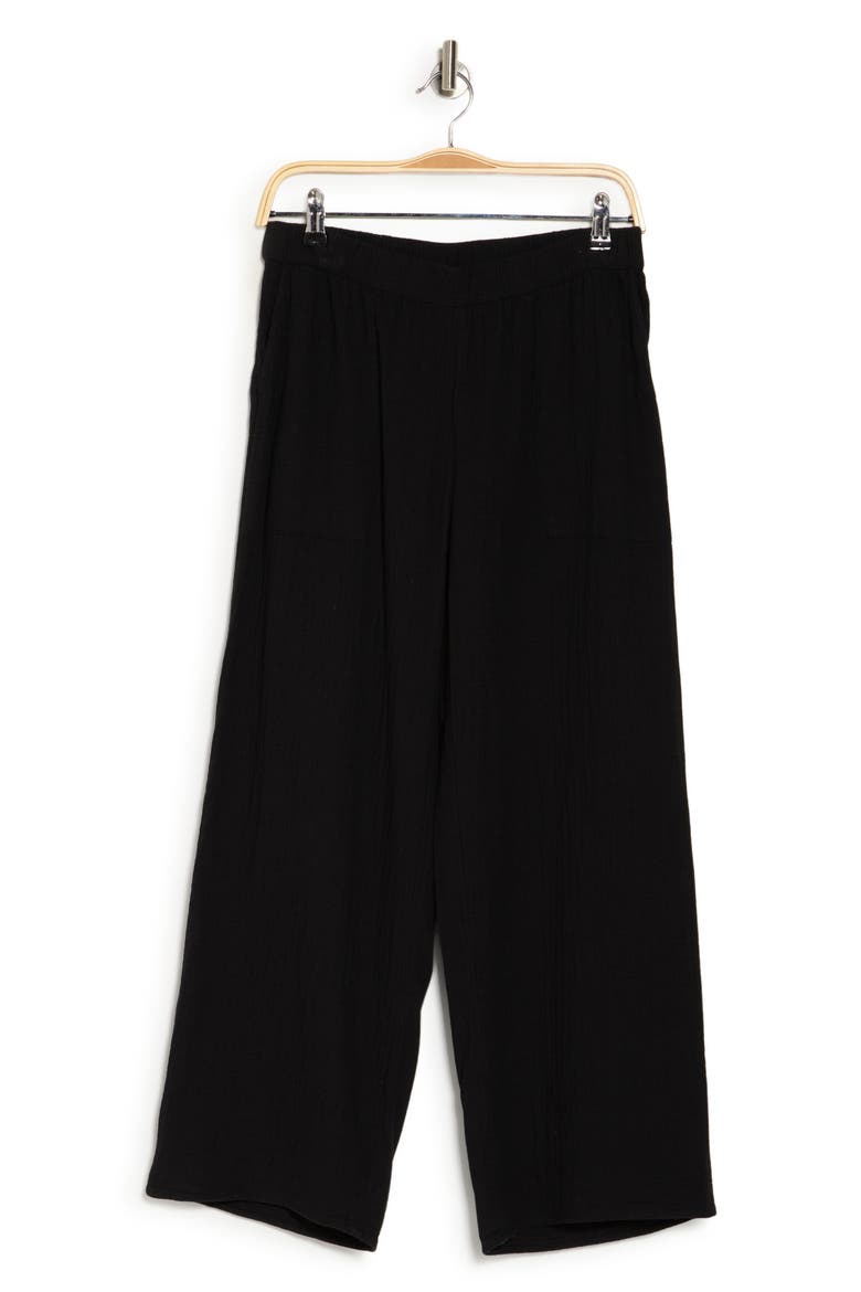 Cotton Gauze Pull-On Pants, Alternate, color, BLACK