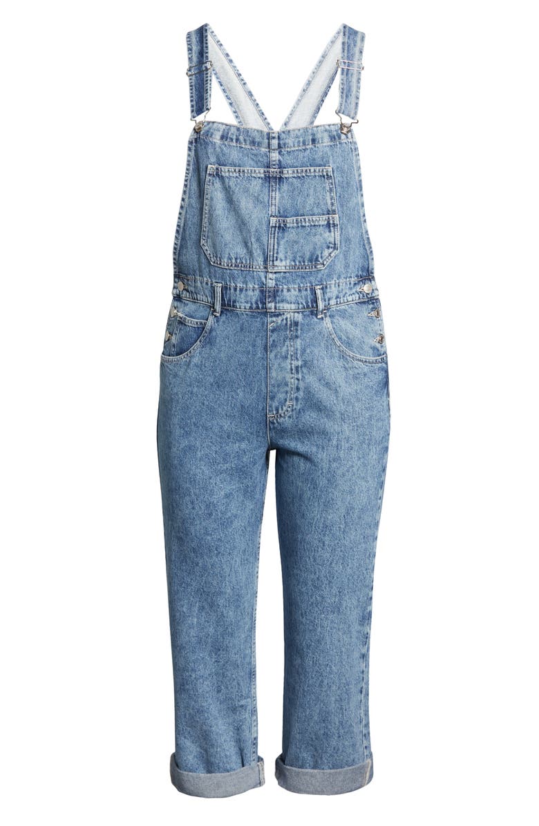 Free People We the Free Ziggy Denim Overalls, Alternate, color, Powder Blue