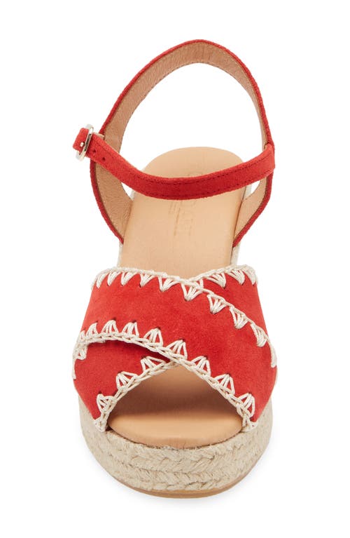 Cordani Ember Ankle Strap Espadrille Platform Wedge Sandal In Red Suede