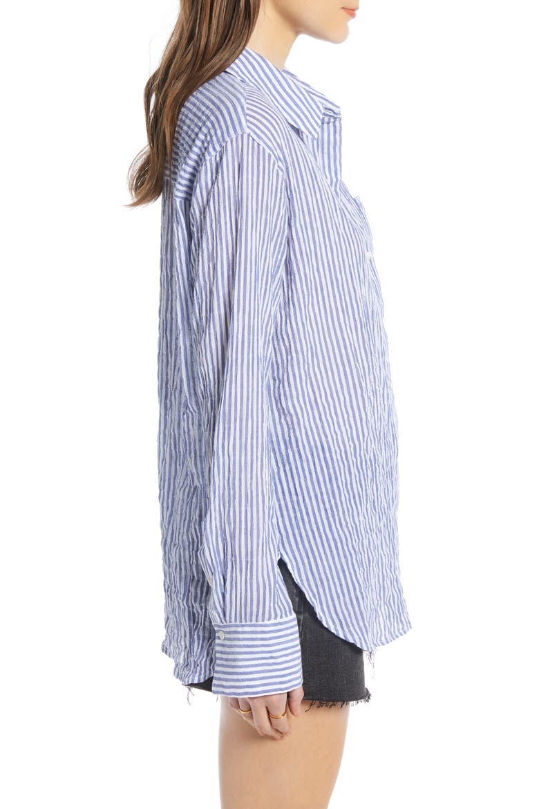 Breezy Boyfriend Shirt, Alternate, color, BLUE- WHITE CRINKLE EVEN STP