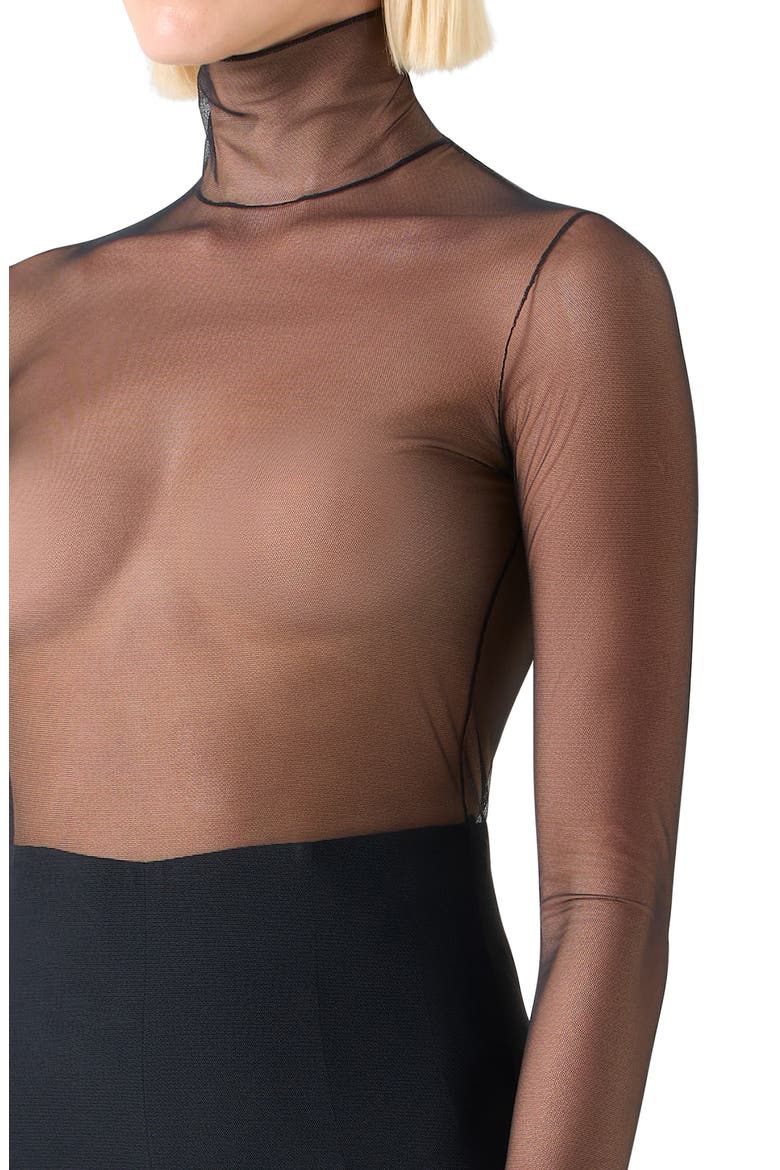 Mock Neck Sheer Tulle Top, Alternate, color, BLACK