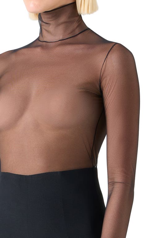 Akris Mock Neck Sheer Tulle Top In Black
