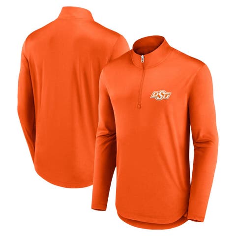Men's Fanatics Branded Orange Oklahoma State Cowboys Quarterback Mock Neck Quarter-Zip Top