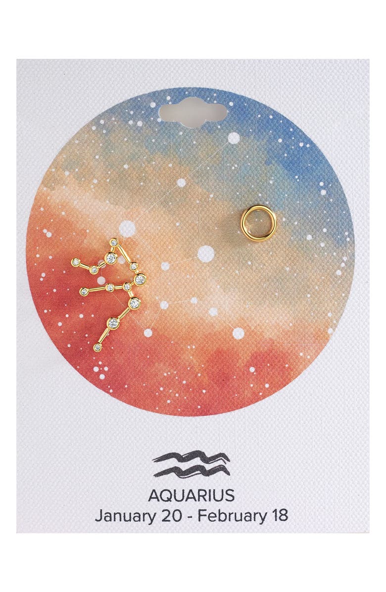 Sterling Forever Zodiac Mismatched Stud Earring & Ear Crawler Set, Main, color, 