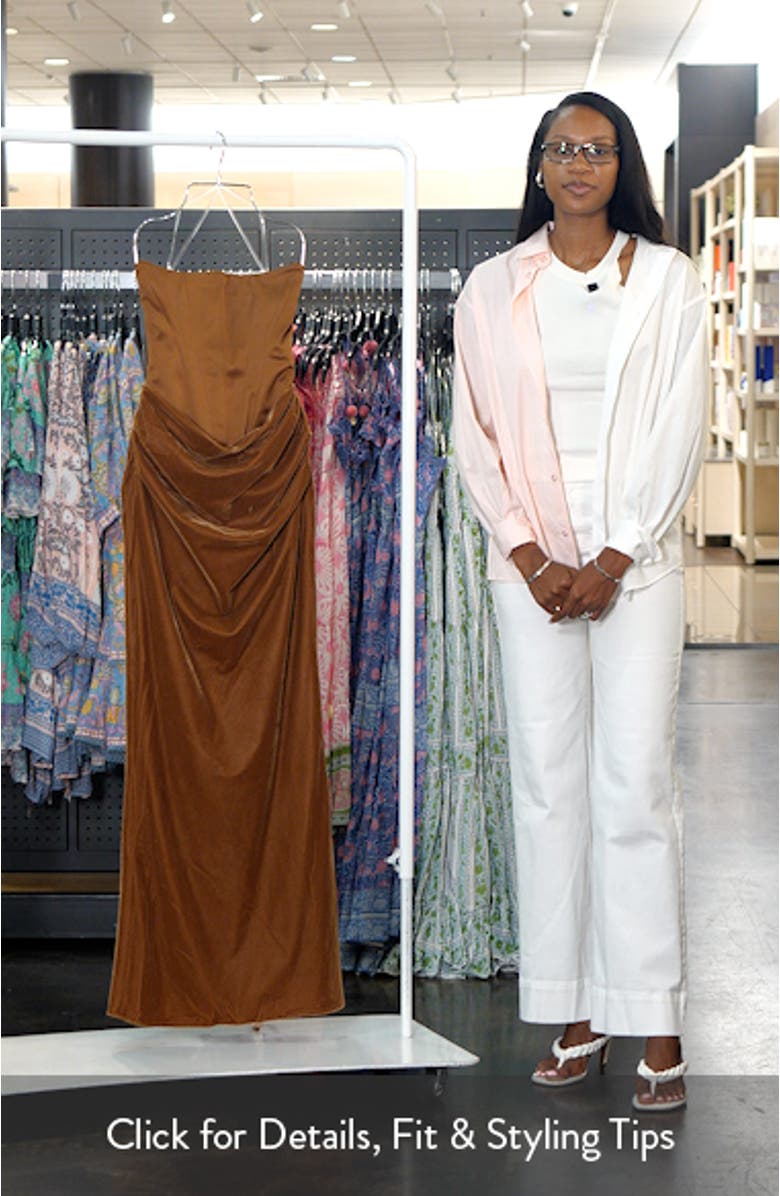 Persephone Strapless Corset Satin & Velvet Gown, sales video thumbnail