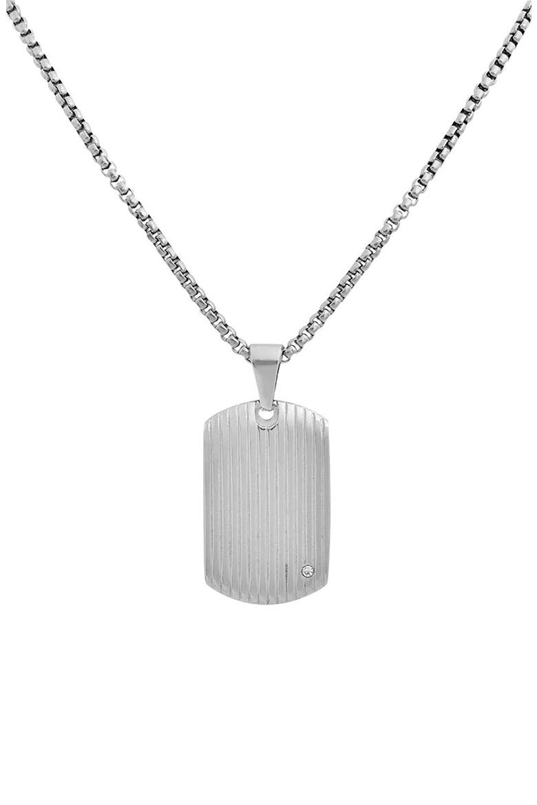 Men's Stainless Steel Textured Dog Tag Pendant Necklace, Main, color, SILVER