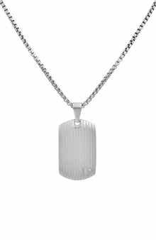 Men's Stainless Steel Textured Dog Tag Pendant Necklace