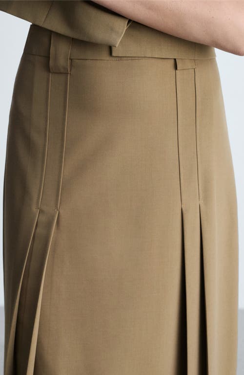 Mango Pleated Midi Skirt In Khaki