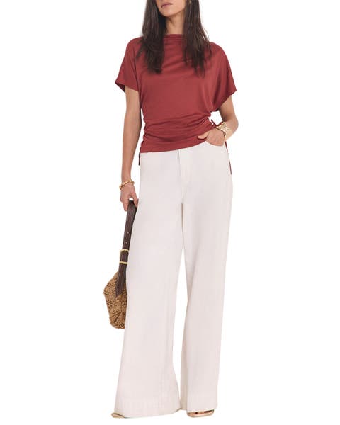 Jersey Ruched Tie Detail Top