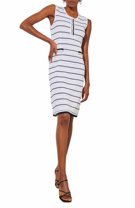 Ming Wang Stripe Sleeveless Knit Dress