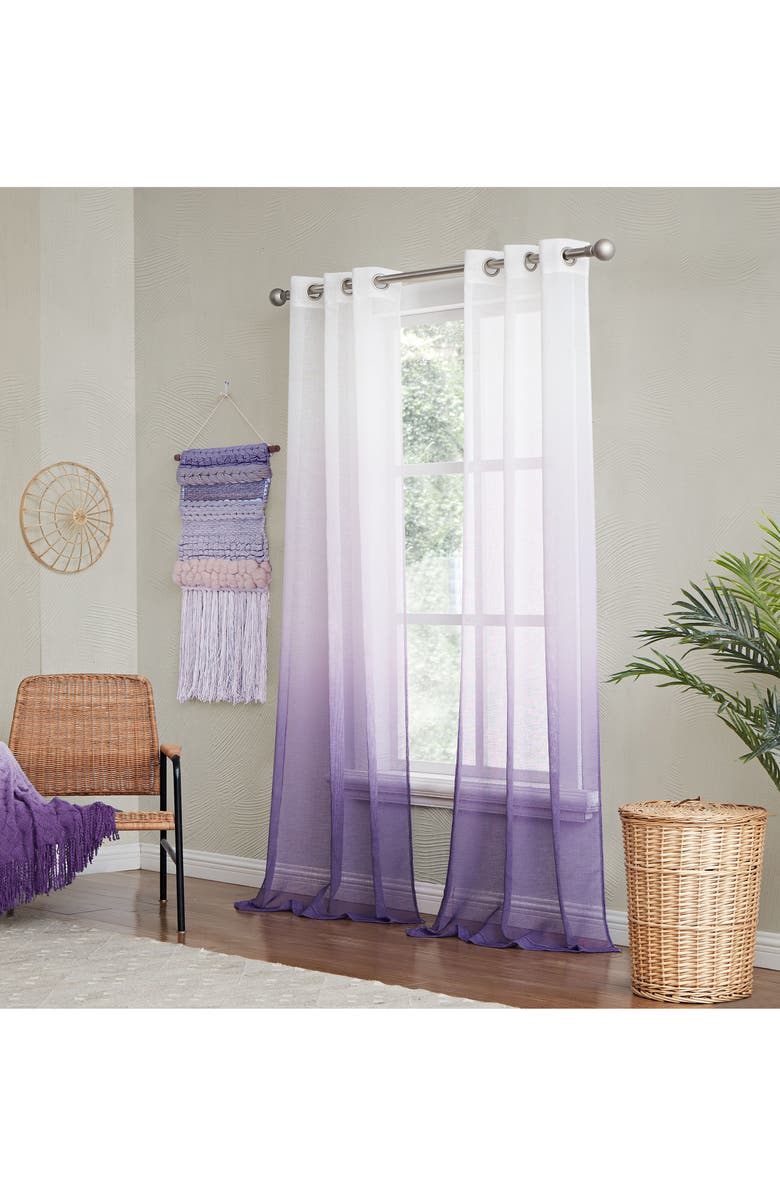 DAINTY HOME Shadow Set of 2 Ombré Sheer Panel Curtains, Main, color, 
